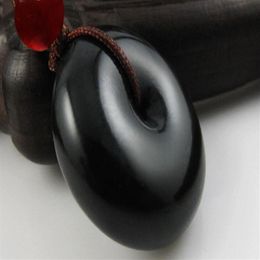 And nephrite black jade pendant peace buckle men and women natural jade pendant child297t