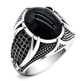 Wedding Rings Retro Handmade Islamic Ring For Men Vintage Turkish Double Swords Black CZ Stone Punk 2021 Trendy Religious Muslim J2549