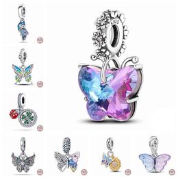 925 Sterling Silver Colourful Butterfly Dragonfly Charms Beads Fit Pando 925 Original Bracelets Fine DIY Jewellery