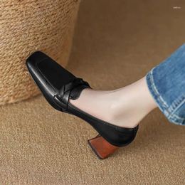 Dress Shoes 9 Years Old Shop Soft Genuine Leather Thick Heel Spring Fashion Leisure Office Work Women Heels Easy To Walk