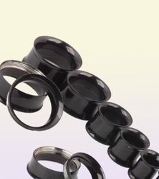 Mix 520mm 72pcs Stainless Steel black Ear Tunnel Body Jewellery double Flare Flesh Tunnel internally threaded14400145871509