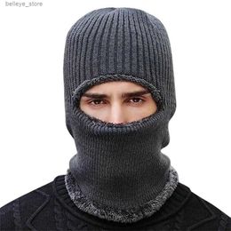 Beanie/Skull Caps Winter Warm Thick Velvet Balaclava Hat Beanies For Men Women Fleece Face Mask Cap Scarf One-Piece Outdoor Cycling HeadgearL231212