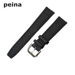 20mm 21mm 22mm New Black Green Nylon and Leather Watch Band strap For IWC watches296U
