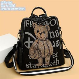 Whole ladies shoulder bags 2 styles sweet and cute cartoon sequined messenger bag beautifully studded fashion backpack multifu209s