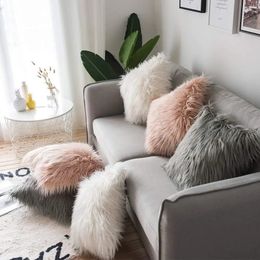 Pillow Case Nordic Ins Style Plush Pillowcase Modern Simple Imitation Wool Solid Color Cushion Cover Wholesale Does Not Include Pillow Core 231214