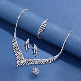 Necklace Earrings Set 2023 Wedding For Women Cubic Zirconia Bridal Jewellery Dubai Saudi Party Engagement Accessory