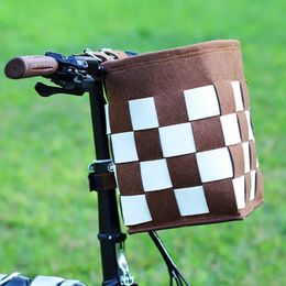 Bike Baskets Folding Bicycle Basket Durable Felt Cloth Bicycle Front Hanging Basket Large Capacity Electric Scooter Bike Detachable Basket 231214