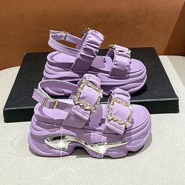 Sandals Bling Strap Chunky Sandals Women Summer Thick Bottom Wedges Beach Slippers Woman Fashion Pink High Platform Sandals Mujer 231215