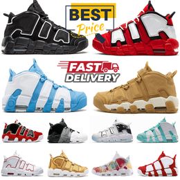 96 More Uptempos Basketball Shoes 96s Scottie Tri-Color Pippens Total Orange White Sunset Black Bulls Hoop Pack University Blue Volt UNC Trainers Sneakers