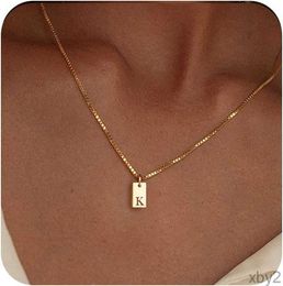 Pendant Necklaces Womens Initial Necklace 14K Gold Plated Letter Necklace Exquisite Gold Name Necklace Personalized Initial Label Pendant Necklace Fashion Gold J