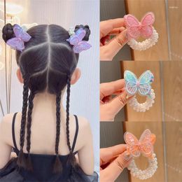 Hair Accessories 1PCS Pearl Sequin Butterfly Elastic Bands Princess Cute Children Ties Baby Headwear For Girls