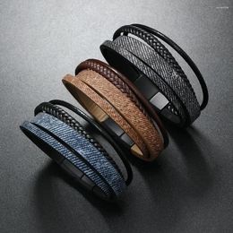 Bangle Classic Hand-Woven Leather Bracelet Multi Layer Wearing Multilayer Men Bracelets For Friend Charm Jewellery Gifts