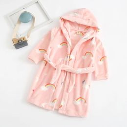 Towels Robes Children Bath Robe Baby Towel Children's Rainbow Cartoon Hooded Bathrobes For Boys Girls Pyjamas Kids Sleepwear Robe 2 6 8 Years 231215