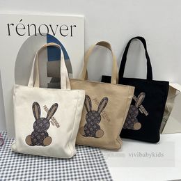 Kids floral rabbit letter printed handbags children high-capacity tote bag boys girls cartoon canvas alar single shoulder bags Z6034