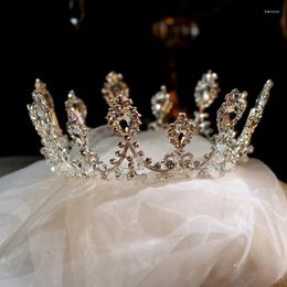 Hair Clips JaneVini Luxury Princess Crown Round Bridal Jewelry Wedding Accessory Bride Tiaras And Crystal Beaded Headband 2023