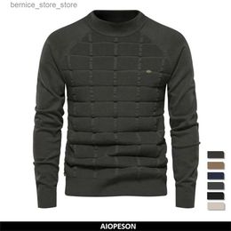 Men's Polos 2023 New Autumn and Winter Middlar Cotton Sweaters for Men Casual Social Plaid Pullovers Knitted Sweater Men Q231215