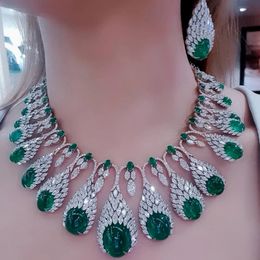 Pendant Necklaces GODKI DUBAI 2pcs Bridal Zirconia Necklace earring Sets For Women Wedding Party Jewellery Sets CZ Crystal Wedding Jewellery Sets 231214