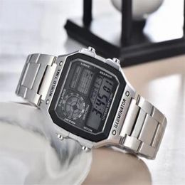 TOP Brand Watches Men Multifunction LED Digital Steel Metal band Quartz Wrist Watch GA10297s