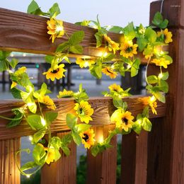 Strings Fairy Lights 2M 20LED LED String Sunflower Leaf Waterproof Outdoor Garland Lamp Christmas For Garden Decoration