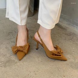 Sandals Women Back Strapped High Quality Shoes For Females Elegant Dress Pumps Fashion Bow-knot Pointed Toe Slip On Ladies