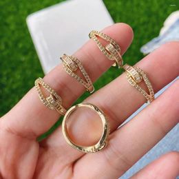 Cluster Rings 10Pcs Dainty Gold Colour Geometric For Woman Punk Pave CZ Zircon Finger Unique Luxury Jewellery Gift