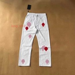 chromes pants Men's Designer jeans Mens Jeans Chromes Heart Long fashion Pants Jogger Denim Printed Clothing Hop Krolls love Pant men jeans hearts 12 UPO1