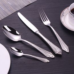 304 stainless steel knife, fork, spoon, hotel Western tableware, steak knife, fork, dessert spoon, fork, four piece gift set