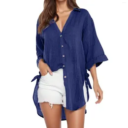 Women's Blouses Casual Long Sleeve Loose Shirts Women Fashion Cotton Linen Top Vintage Streetwear Oversized 3XL Button Tunic Camisas