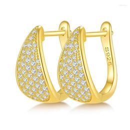 Hoop Earrings 0.57ct Melee Vvs Diamonds Pave Jewelry Gold S925 Hoops Quality Fashion For Women Full Diamond Moissanite Earring