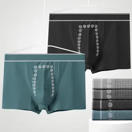 Underpants Men's Negative Ion Energy Cotton Underwear Mid-waist Graphene Antibacterial Bottom Crotch Boxers Plus Size Sweatpants