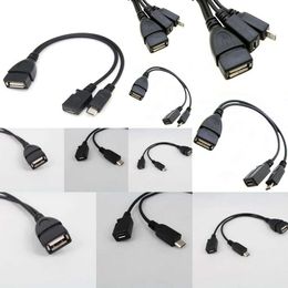 New Laptop Adapters Chargers 1pc 2 In 1 OTG Micro USB Host Power Y Splitter USB Adapter To Micro 5 Pin Male Female Cable