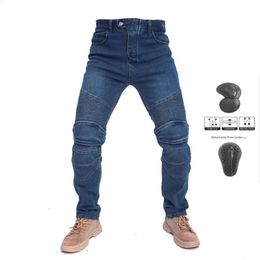 Men's Jeans JES2 Embroidery Motorcycle Leisure Outdoor Summer Riding Motorpoof with Protect Gears 231214