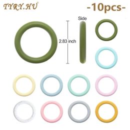 Teethers Toys Ring Silicone Beads A Free Teething 10pcs Baby Chew Nursing Charm Necklace Pendant DIY Pacifier Chain 231215