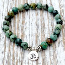 Strand SN1035 Genuine African Turquoise Wrist Mala Beads Chakra Bracelet Yoga Buddhist Prayer Healing Jewellery