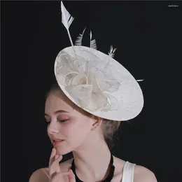 Women Ivory Derby Fascinatos Hat Ladies Elegant Church Party Chapeau Cap For Event Occasion Dinner Nice Hair Accessories