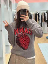 Womens Sweaters Strawberry Jacquard Sweater Women Clothes Wool Casual Fashion Pullover Autumn Winter Streetwear Korean Jumpers
