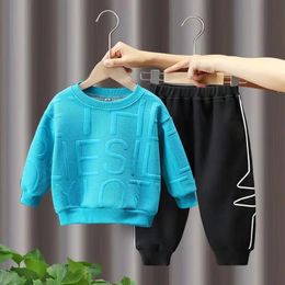 Clothing Sets Children's Spring/Summer New Korean Boys and Girls Sweater Set Loose Version Fashion Three Dimensional Letter Sweater Set 231215