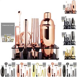 Bar Tools 550ml 800/600ML Cocktail Shaker Stainless Steel Boston Shakers Mixer Wine Bartender Kit Black and Rose Gold Bar Tools Barware 231214