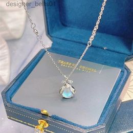 Pendant Necklaces 2023 New Firefly Necklace Female Tide Net Red Forest Cold Wind Niche Design Sense Moonstone Pendant Clavicle Chain NecklacesL231215