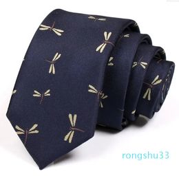 Dragonfly Print For Men Business Suit Work Neck High Quality Fashion Formal Necktie