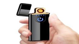 Electric Lighter Rechargeable Touch Induction USB Ultra-thin Lighter Portable Windproof Creative Smoking Accessories Gadgets for Men6624940