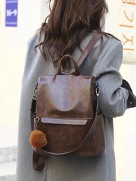School Bags 2023 Backpacks Women Casual Backpack High Capacity Travel Bag Fashion PU Leather For Girls Back