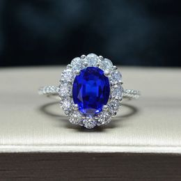 Wedding Rings KNRIQUEN 100% Sterling Silver Created Royal Blue Sapphire Gemstone Wedding Engagement Party Women's Ring Fine Jewellery 231214