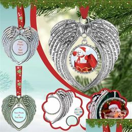 Christmas Decorations Christmas Decoration Sublimation Blanks Angel Wings Shape Pendent Transfer Printing Xmas Diy Consumables Supplie Dhuls