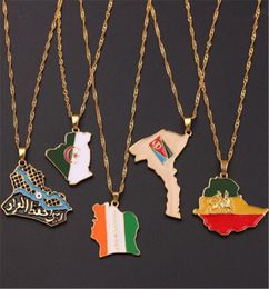 Pendant Necklaces Arab Algeria Africa Ethiopia Eritrea Map Necklace Oil Drop Women Jewelry2417116