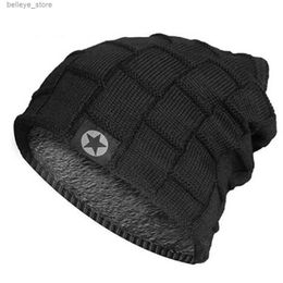 Beanie/Skull Caps New Unisex Fleece Lined Beanie Hat Knit Wool Warm Winter Hat Thick Soft Stretch Hat For Men And Women Fashion Skullies BeanieL231212