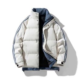 Men's Down Parkas 2023 Winter New Solid Color i Casual Stand Collar Warm Cotton-Padded Jaets Plus Size M-4XL Coatsyolq