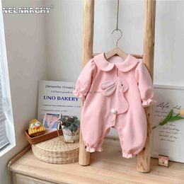 Rompers Newborn Baby Fall Outfit Cute Bunny Long Sleeve Romper - Cozy Infant Girls One-Piece Jumpsuit 0-24ML231114