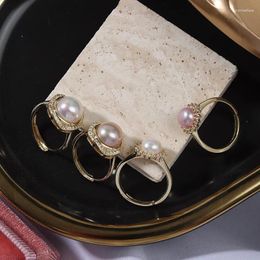 Cluster Rings 10-11mm Pearl Ring 18K Gold Inlaid Ruby Sea Black CAR28