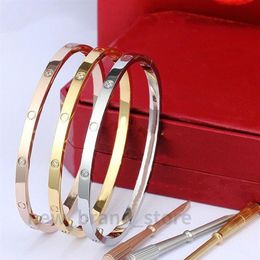 4mm thin gold bracelets bangles For Women Men Titanium Steel lovers Bracelet with box 16-19cm bangle mens bracelets3350